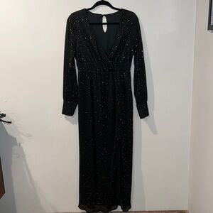 Black formal dress with gold sparkle